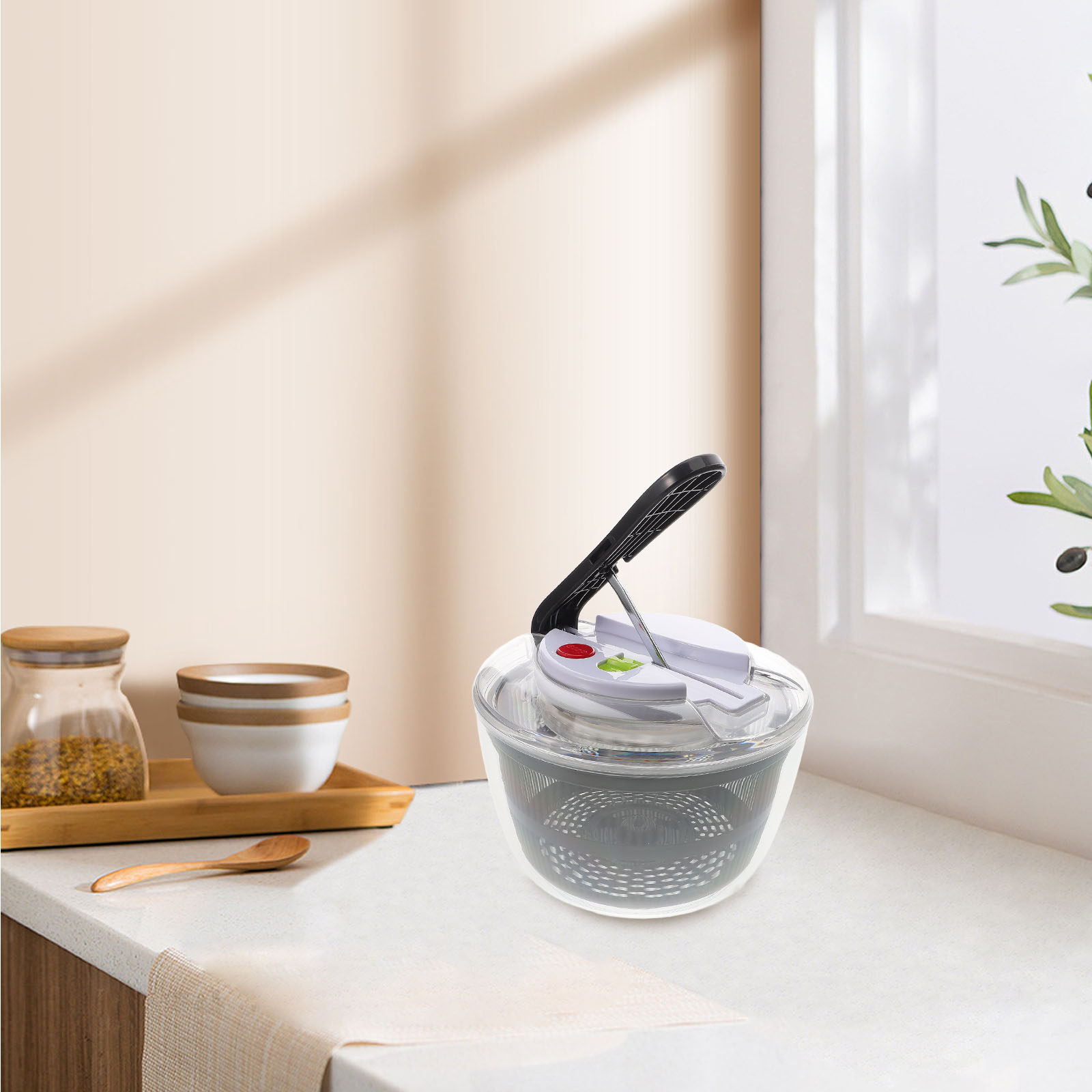 Salad Spinner - Passoire à salade manuelle blanche, grande